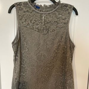 Grey sleeveless lace blouse size Large